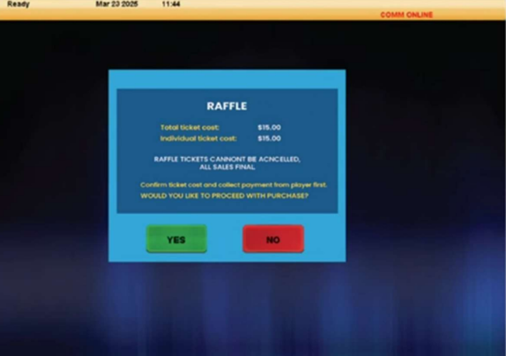 raffle confirmation screen