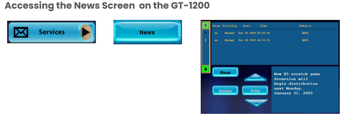 accessing news mail screen