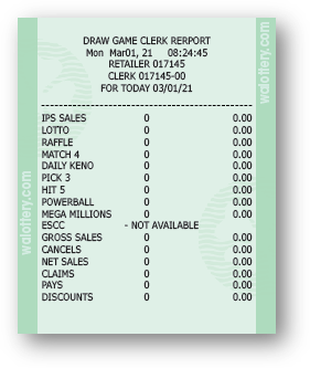 draw game clerk report sample
